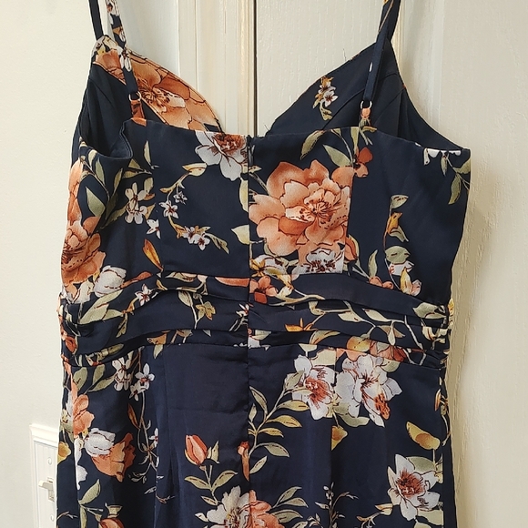 Lulu's Navy and Orange Floral Dress - Picture 6 of 9
